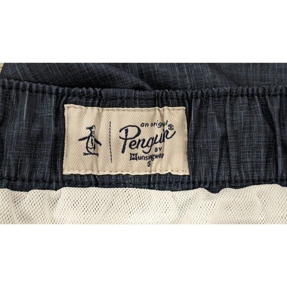 Original Penguin Mens Size XXL Dark Sapphire Stretch Elastic Waist Swim Trunks - Picture 7 of 11